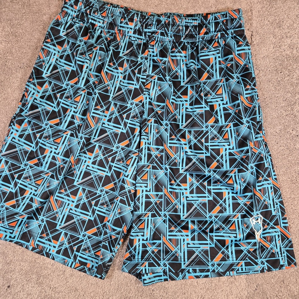Under Armour Mens Lacrosse Shorts Blue Orange Geometric Pattern Loose Fit XL